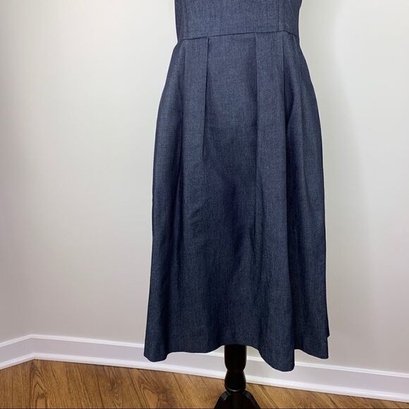 Zara Dark Blue Tailored 90s Y2K Denim Strapless Dress Like-New - Picture 4 of 12